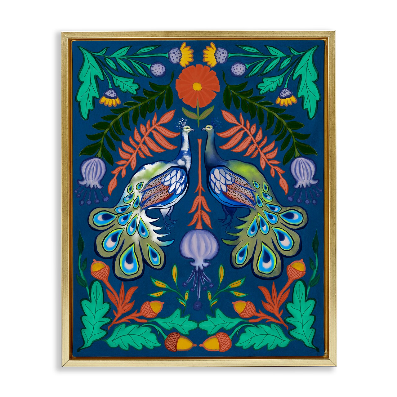 Stupell Industries Mirrored Peacocks & Botanicals Floating Frame By Elizabeth Medley